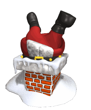 Noël - Père Noël coincé dans la cheminée