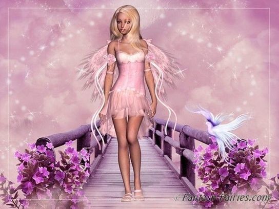 Fantastique Ange Fée - Fée rose sur pont