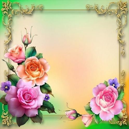 Fond pour image - Contour vert et fleurs de roses