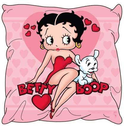 Betty Boop - Oreiller coeurs et chiot blanc