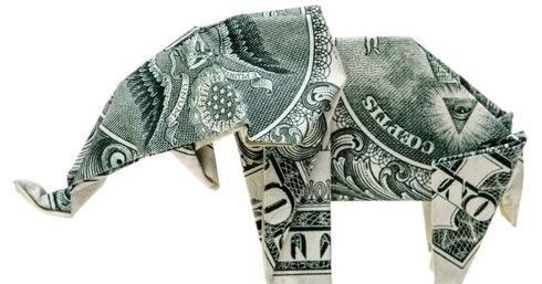 Argent - Éléphant pliage de papier