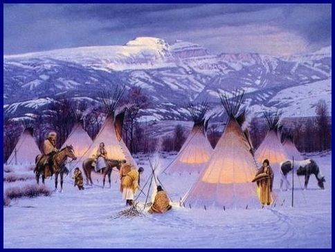 Autochtones Amérindiens - Tentes en hiver