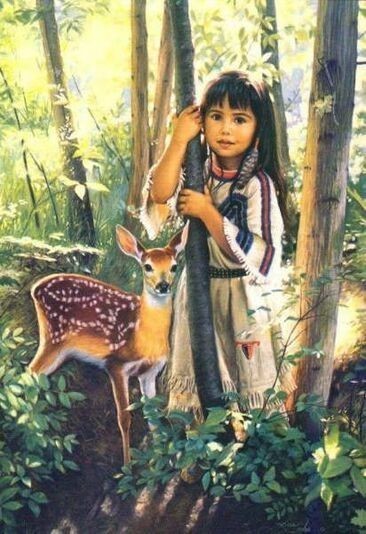 Autochtones Amérindiens - Fillette, Chevrotin