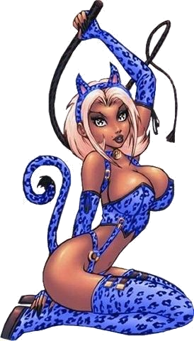 Femme sexy - Costume bleu chatte fond transparent