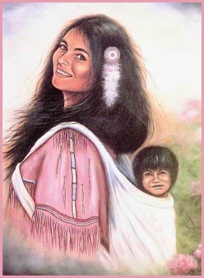Autochtones Amérindiens - Mère soutient son enfant