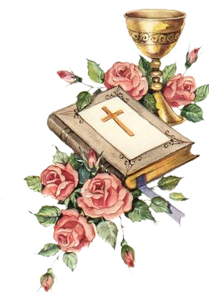 Prières Bible - Croix, calice, fleurs