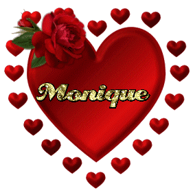Prénom Monique - Coeur et rose rouge