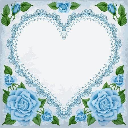 Coeur - Roses bleue pastel