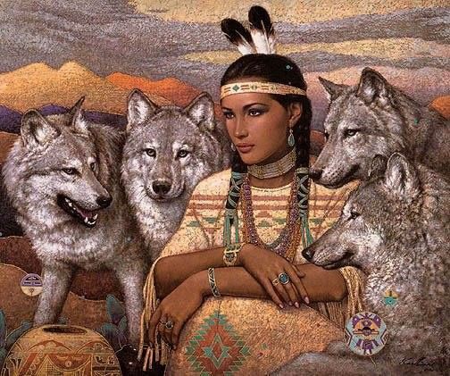 Autochtones Amérindiens - Femme amie des loups