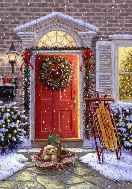 Joyeux Noël, Bonne Année - Porte sous la neige