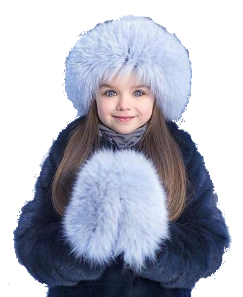 Enfant Fillette - Manteau bleu, fond transparent