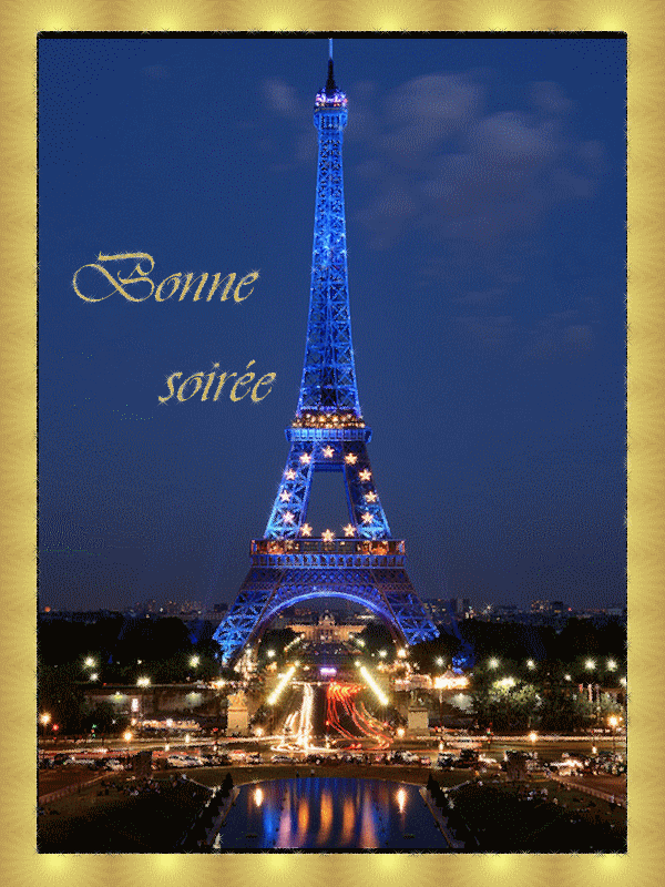 Bonne Soirée - Tour Eiffel bleue