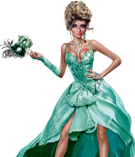 Carnaval - Tube, femme robe turquoise