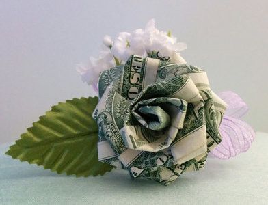 Argent - Origami en forme de rose