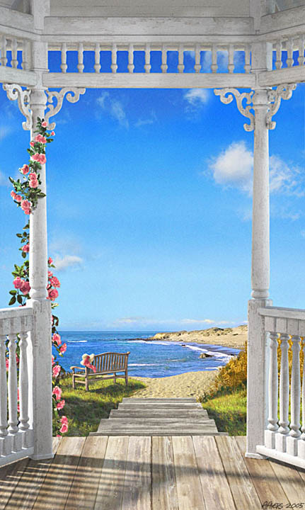 Arrière Plan - Vue banc sur la mer