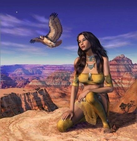 Autochtones Amérindiens - Femme sur la montagne