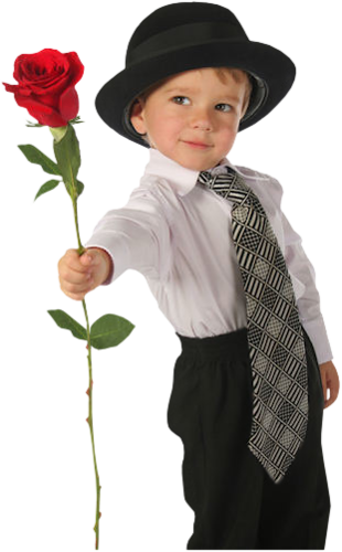 Enfant Garçonnet - Don d'une rose rouge