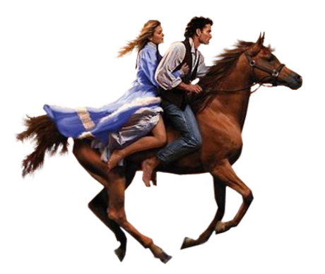 Animaux Cheval - Couple sur cheval brun