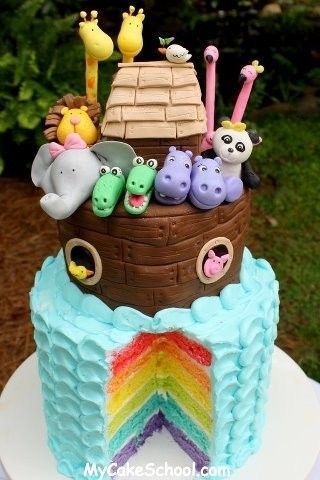 Aliments Desserts - Gâteau arc-en-ciel arche de Noé