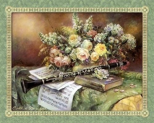 Musique - Cadre fleurs
