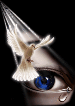 Chagrin Yeux bleus et colombe