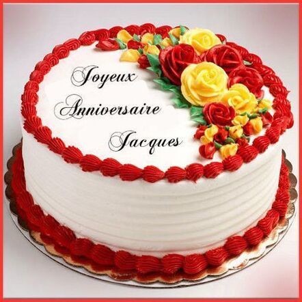 Prénom J Jacques - Joyeux Anniversaire gâteau blanc